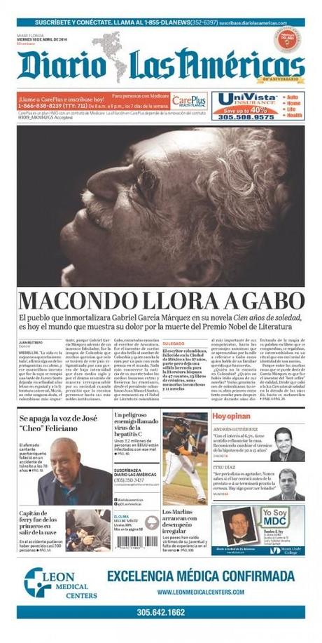 Garcia Marquez: Front pages and the death of the magician of magical realism