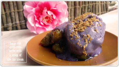 Fried Suman (Steamed Sticky Rice) with Ube Ice Cream