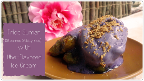 Fried Suman (Steamed Sticky Rice) with Ube Ice Cream