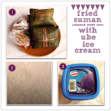 Fried Suman (Steamed Sticky Rice) with Ube Ice Cream