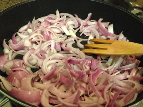 Fry sliced onions