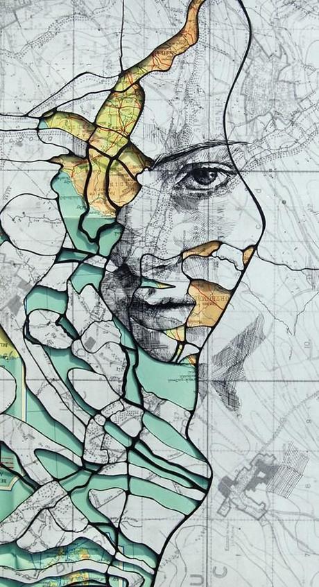 Artist Ed Fairburn Draws Stunning Portraits On Old Maps