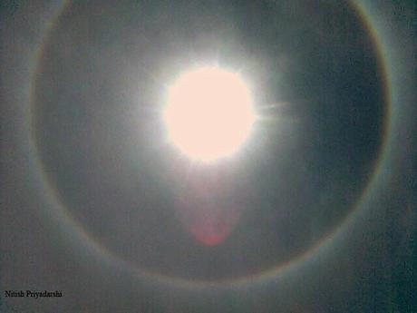 People of Ranchi in India witnessed huge halo formed around the Sun.