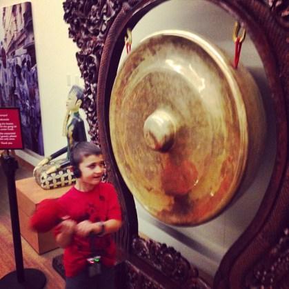 My son banging a gong