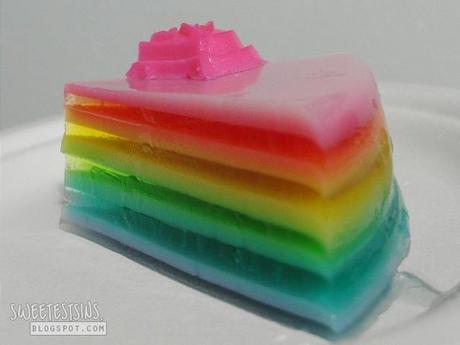 rainbow agar agar cake slice