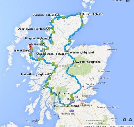 This is a similar route to what we took, but google maps has made it too hard to make a map with more than 10 stops!