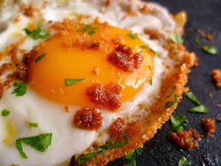 eggs fried with breadcrumbs and herbs