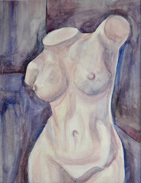 Watercolors: Glass & Nude Statue