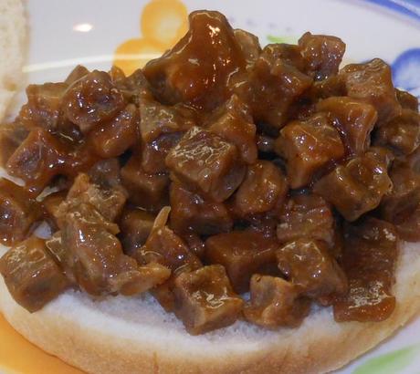 To make my super fancy BBQ Beef Brisket sandwich, I simply put the beef and BBQ sauce mixture on a bun.