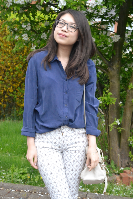 Daisybutter - UK Style and Fashion Blog: what i wore, 7 For All Mankind jeans, silk shirt, how to wear patterned jeans