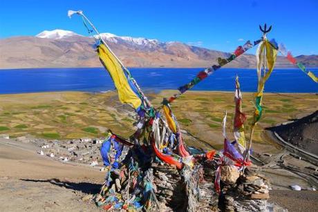 The dazzling Tso Moriri with Chamsar Kangri (6622m) in the background viewed from the only village in the area Korzok at 4600m. 