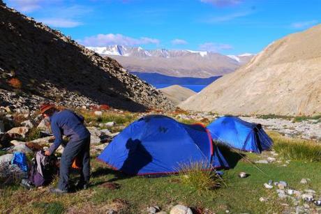 And so our 3 day trek began, fortunately a little elevated at 4600m.  Our campsite on the first day. 
