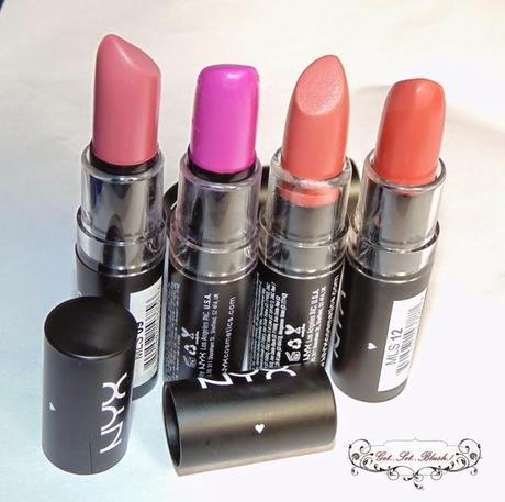 NYX Matte Lipsticks in Natural,Shocking Pink,Euro Trash and Sierra ...