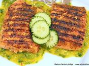 ~caribbean Salmon with Mango Cucumber Salsa~