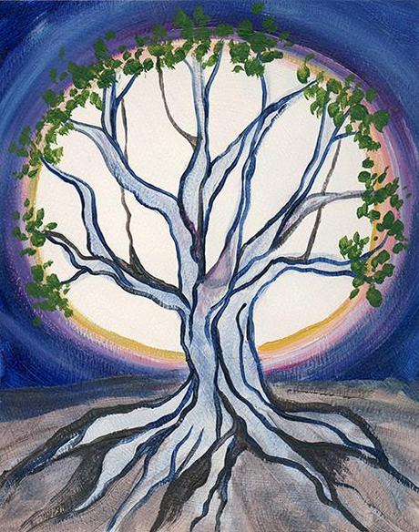 Study of Moon Tree. 10” x 8” (14” x 11” matted), Acrylic on Paper, © 2014 Cedar Lee