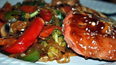 Sweet and Sour Salmon with Kelp Noodle Salad