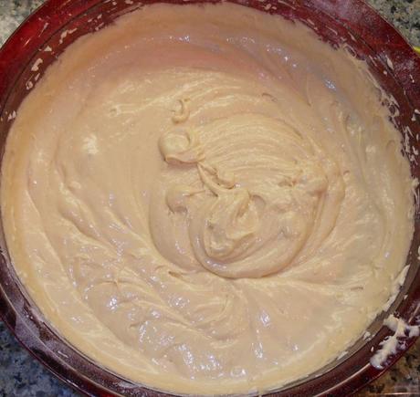 I repeated this process until all the flour and sour cream were incorporated into the cake batter.  