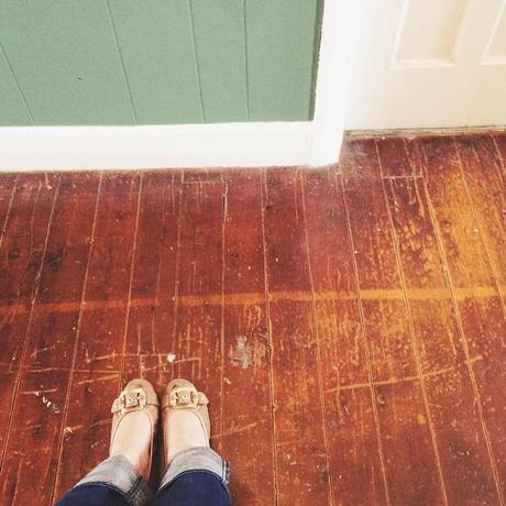 Waiting for the smallest at guitar lessons. Couldn't help admire the patina of the weathered floorboards and joining in #myweekoflookingdown #vscocam