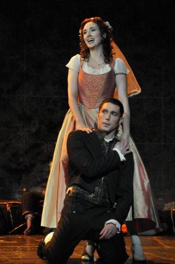 Wes Mason as Masetto and Cecilia Hall as Zerlina in DON GIOVANNI at the  Academy of Music |photo by Kelly and Massa