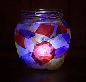 Tissue Decorated Tealight Jar