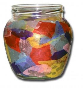 Tissue Decorated Tealight Jar