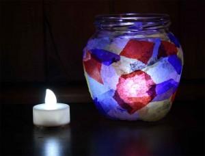 Tissue Decorated Tealight Jar