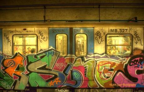 Rome Subway, graffiti, subway car, Italy, Rome, 