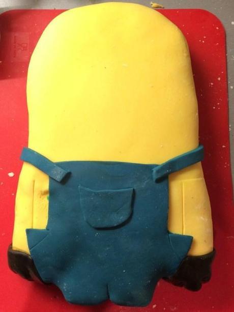 minion birthday cake step by step yellow and denim blue fondant overalls