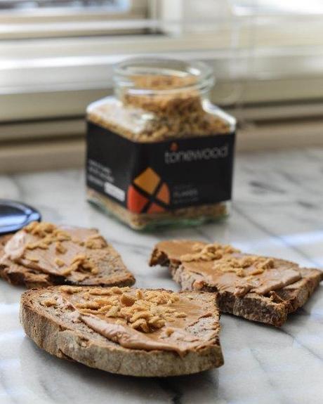 tonewood-maple-flakes-on-walnut-bread-with-peanut-butter