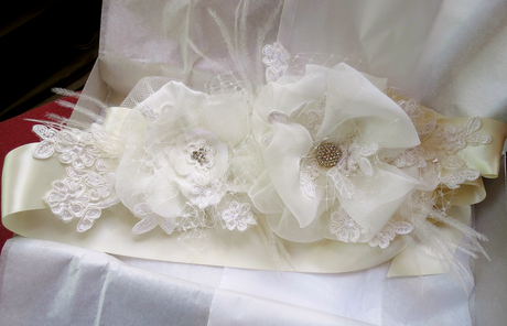 <Finished Custom Bridal Sash @FancieStrands on Etsy alt=