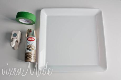 DIY Gold & White Polkadot Tray