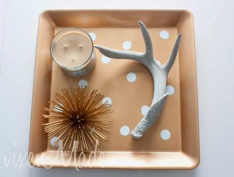 DIY Gold & White Polkadot Tray