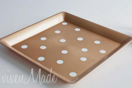 DIY Gold & White Polkadot Tray