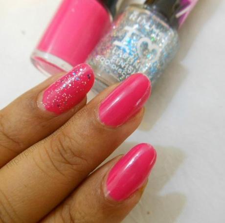 NOTD : Hot Pink Glitter Nails