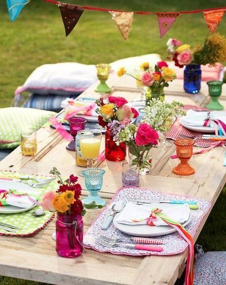 Dining Al Fresco With Bright Flowers 