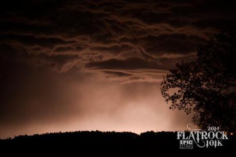 The storms from the night before were still lingering at the start. 