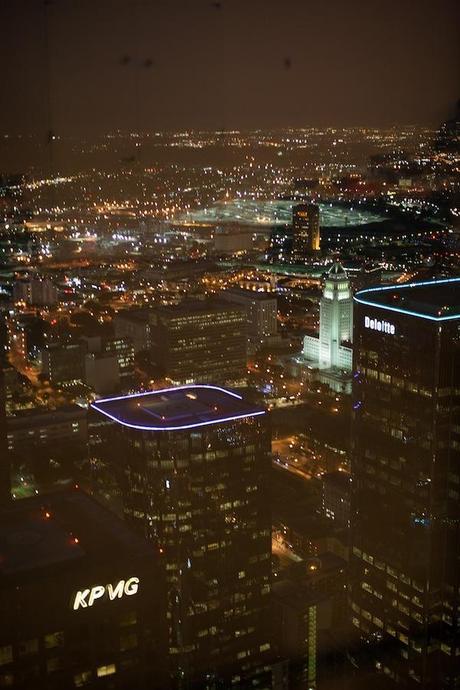 skyscraper LA venue with view of city