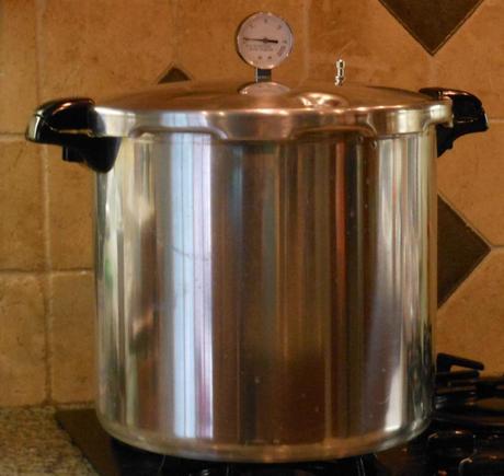 This is my pressure canner.  It's about as wide as my water bath canner, but it's a bit taller.  I bought mine through Amazon.  You can see it here.  