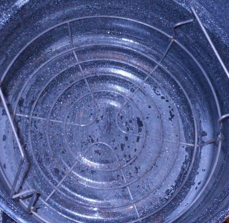 This is the rack inside my canner.  (Yes, I should probably clean off those hard water stains.  I know.  I'll get to it.)