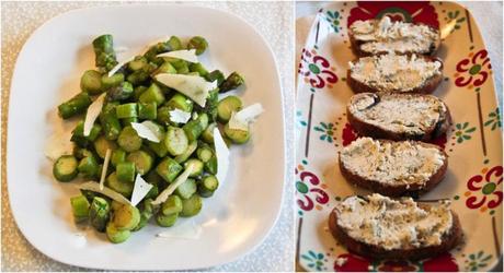 crostini and asparagus