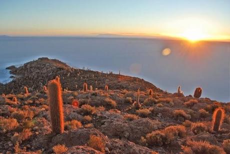 Sunrise on the Uyuni Salt Flats in Bolivia