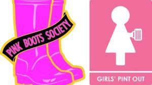 women beer group-pink boots-girls pint out