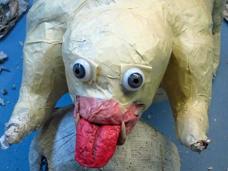 paper mache dog-eyes 2