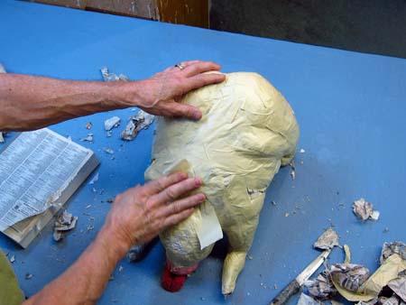 paper mache dog-body