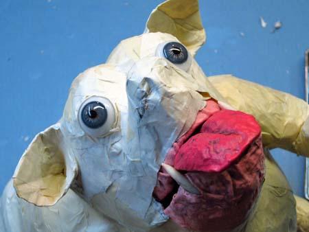 paper mache dog-face