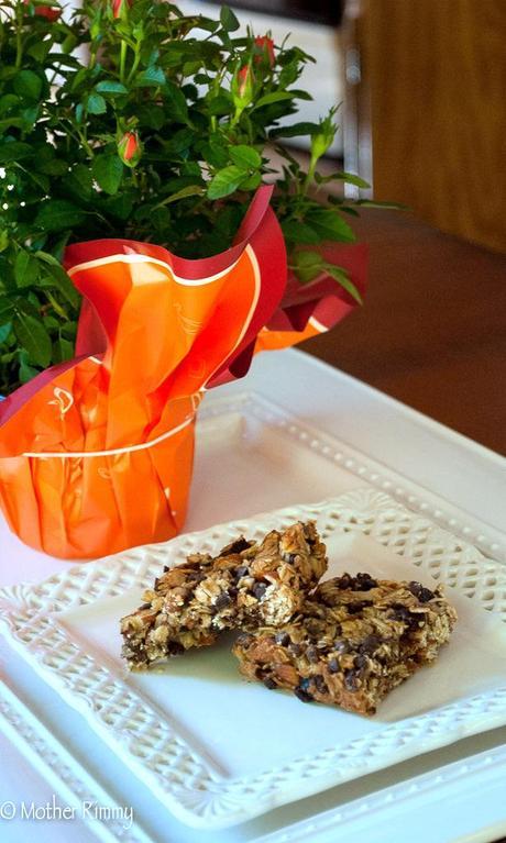 Homemade Granola Bars with Almonds, Dried Fruit and Chocolate Chips