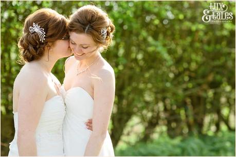 Two gorgeous brides in Yorkshire fields Ricall Regen Centre