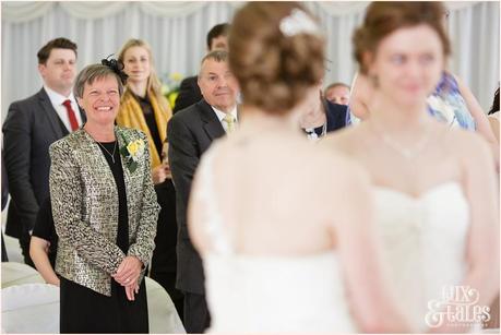 Happy smiles from guests at same sex wedding in York