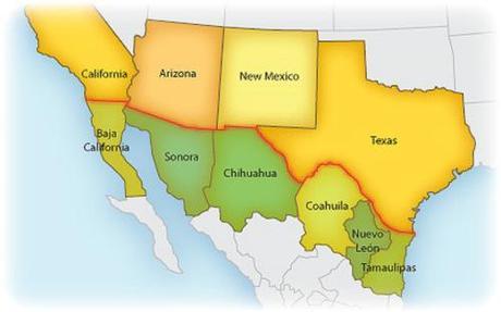 US Mexico border map