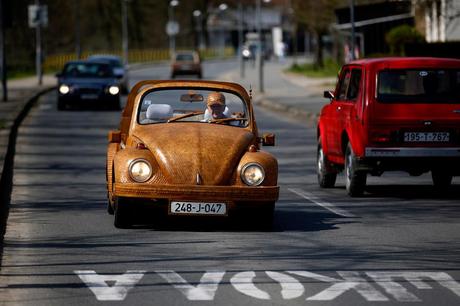 Wooden Volkswagen Beetle Made by Bosnian Pensioner